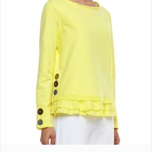 💖Neon Budda Bright Yellow Pullover Sweatshirt with Ruffle💕